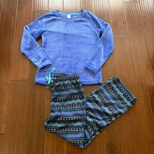 Women’s Warm & Cozy Blue Fleece Pajama / Lounge Set - Juniors Medium
